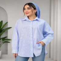 شومیز راه راه آبی سفید