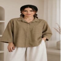 شومیز الیاف زنانه کاهگلی